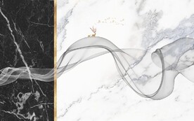 现代风抽象几何大理石拼花电视墙