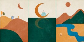 北欧风抽象大象风景儿童房装饰画