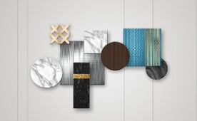 现代风抽象几何大理石拼花电视墙