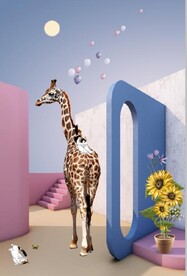 抽象立体建筑长颈鹿玄关装饰画