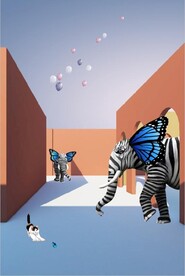 现代抽象立体建筑大象玄关装饰画