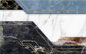 现代风抽象几何大理石拼花电视墙