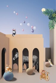 现代抽象立体建筑斑马玄关装饰画