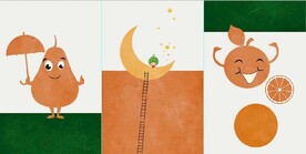 小清新抽象水果人物儿童房装饰画