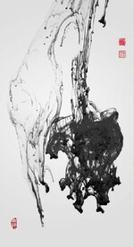 新中式禅意抽象水墨玄关装饰画