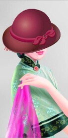 现代太阳帽民国美女玄关装饰画