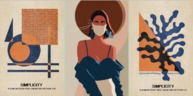 现代北欧抽象几何美女装饰无框画