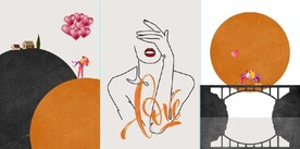 晶瓷北欧风抽象爱情侣装饰无框画