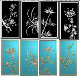 简单四季花梅兰竹菊门板背板竖板