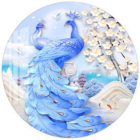 北欧现代浮雕孔雀圆形装饰画