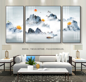 客厅装饰画三联画晶瓷画无框画