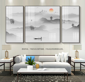 意境山水画客厅装饰画沙发背景墙