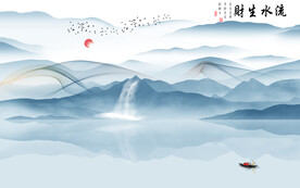 流水现代新背景墙 TIF分层