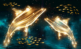 金色鲸鱼装饰画