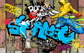 个性木板欧美涂鸦工装背景墙