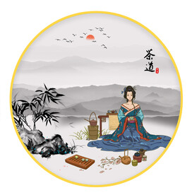 茶道 圆形挂画