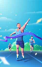 运动跑步渐变插画