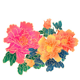 中国风插画花朵元素