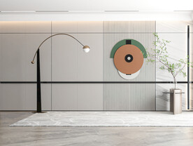 现代极简客厅沙发背景墙3D空景