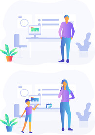 居家办公桌前人物