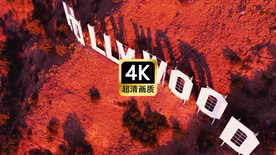 航拍好莱坞山顶标志