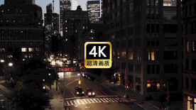 航拍现代城市群街道夜景