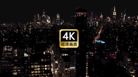 航拍现代城市群街道夜景