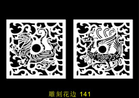 中式镂空花型 底纹边框 雕刻花