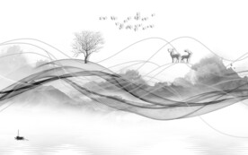 水墨高雅意境山水 文件分层 