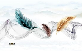 羽毛 新山水背景墙 TIF分层