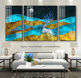 轻奢客厅装饰画无框画群山图挂画