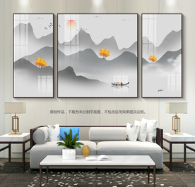 卧室装饰画三联画无框画床头挂画