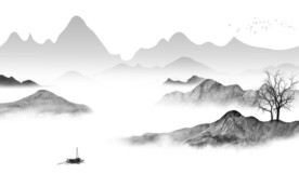 中国风意境新款山水 文件分层 