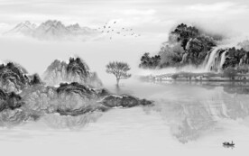 灰色 高雅意境山水 文件分层 