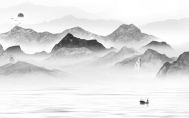 高清 水墨新款山水 文件分层 