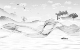 水墨简约意境山水 文件分层 