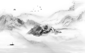 别墅简约意境山水 文件分层 