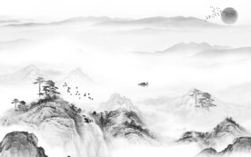 中式大气灰色山水 文件分层 