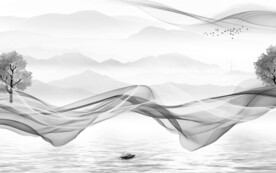 新款风景意境山水 文件分层 