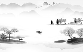 高档 中式新款山水 文件分层 