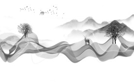 线条大气意境山水 文件分层 