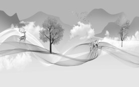 现代风景新款山水 文件分层 