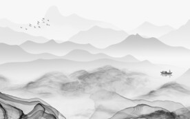 高雅大气中式山水 文件分层 