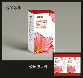藏红花浴足包装效果图和展开图