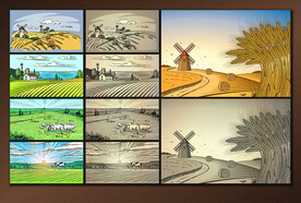 矢量欧洲田园风景