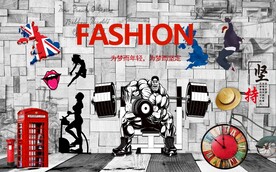 复古时尚潮健身背景墙图片