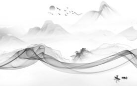 简约山水现代新画 文件分层画