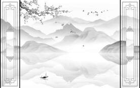 最新山水简约新画 文件分层画