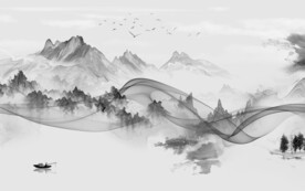 爆款山水现代新画 文件分层画