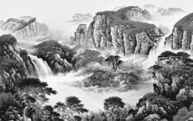 中国风山水现代新画 文件分层画